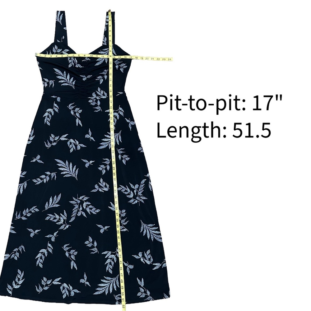 41 Hawthorn Black Leaf Print Ruched Maxi Dress Sleeveless NWT Medium - Picture 8 of 8